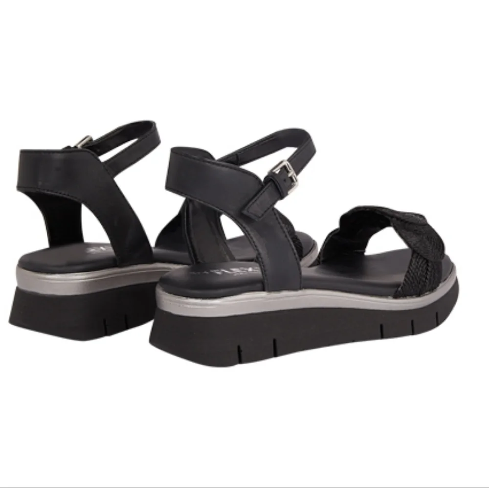 NIB The Flexx Sandal Mindy Black Open Toe Comfort Shoe Platform‎ size 9.5